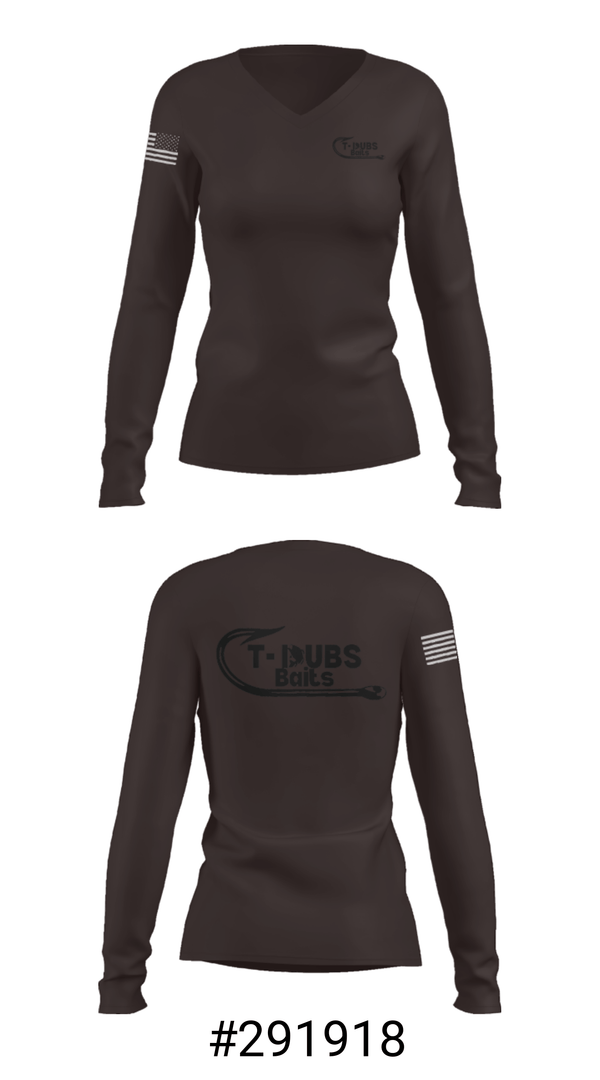 Women's Long Sleeve Vneck Shirt, TDubs Baits, , Teamtime, Team time, sublimation, custom sports apparel, team uniforms, spirit wear, spiritwear, sports uniforms, custom shirts, team store, custom team store, fundraiser sports, apparel fundraiser