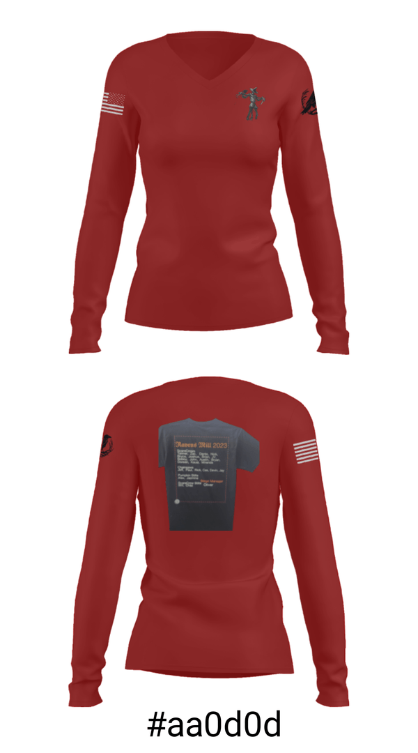 Women's Long Sleeve Vneck Shirt, Ravens mill 2023, , Teamtime, Team time, sublimation, custom sports apparel, team uniforms, spirit wear, spiritwear, sports uniforms, custom shirts, team store, custom team store, fundraiser sports, apparel fundraiser