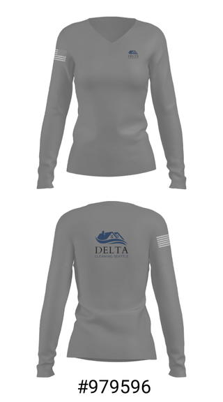 Women's Long Sleeve Vneck Shirt, Delta cleaning LLC, , Teamtime, Team time, sublimation, custom sports apparel, team uniforms, spirit wear, spiritwear, sports uniforms, custom shirts, team store, custom team store, fundraiser sports, apparel fundraiser