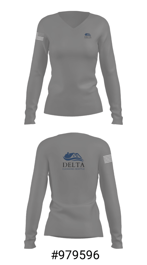Women's Long Sleeve Vneck Shirt, Delta cleaning LLC, , Teamtime, Team time, sublimation, custom sports apparel, team uniforms, spirit wear, spiritwear, sports uniforms, custom shirts, team store, custom team store, fundraiser sports, apparel fundraiser