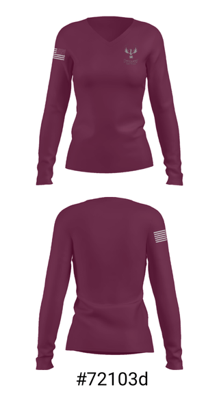 Women's Long Sleeve Vneck Shirt, Discovery High School, Spirit Store, Teamtime, Team time, sublimation, custom sports apparel, team uniforms, spirit wear, spiritwear, sports uniforms, custom shirts, team store, custom team store, fundraiser sports, apparel fundraiser