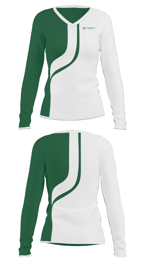 Women's Long Sleeve Vneck Shirt, Cornerstone Jefferson-Douglass Academy, Spirit Store, Teamtime, Team time, sublimation, custom sports apparel, team uniforms, spirit wear, spiritwear, sports uniforms, custom shirts, team store, custom team store, fundraiser sports, apparel fundraiser
