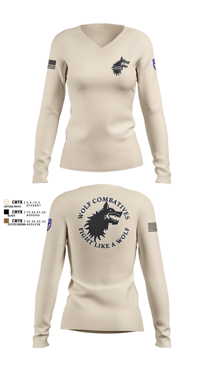 Wolf Combatives Women's Long Sleeve V-neck Shirt - 102