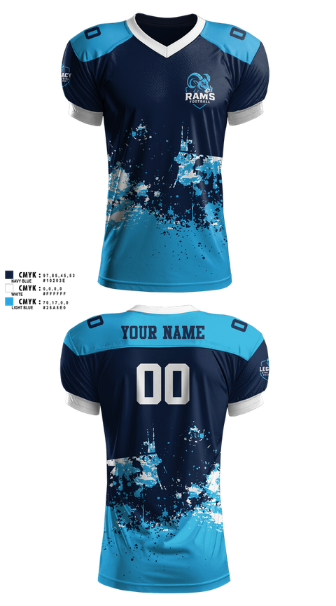 Football Jersey, Rams Football, , Teamtime, Team time, sublimation, custom sports apparel, team uniforms, spirit wear, spiritwear, sports uniforms, custom shirts, team store, custom team store, fundraiser sports, apparel fundraiser