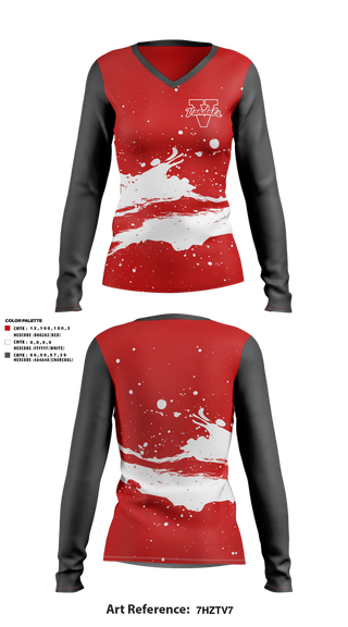 Womens Long Sleeve Vneck Shirt, Vandals, , Teamtime, Team time, sublimation, custom sports apparel, team uniforms, spirit wear, spiritwear, sports uniforms, custom shirts, team store, custom team store, fundraiser sports, apparel fundraiser