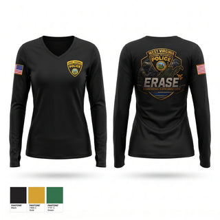 Womens Long Sleeve Vneck Shirt, West Virginia Natural Resources Police ERASE Unit, Police, Teamtime, Team time, sublimation, custom sports apparel, team uniforms, spirit wear, spiritwear, sports uniforms, custom shirts, team store, custom team store, fundraiser sports, apparel fundraiser