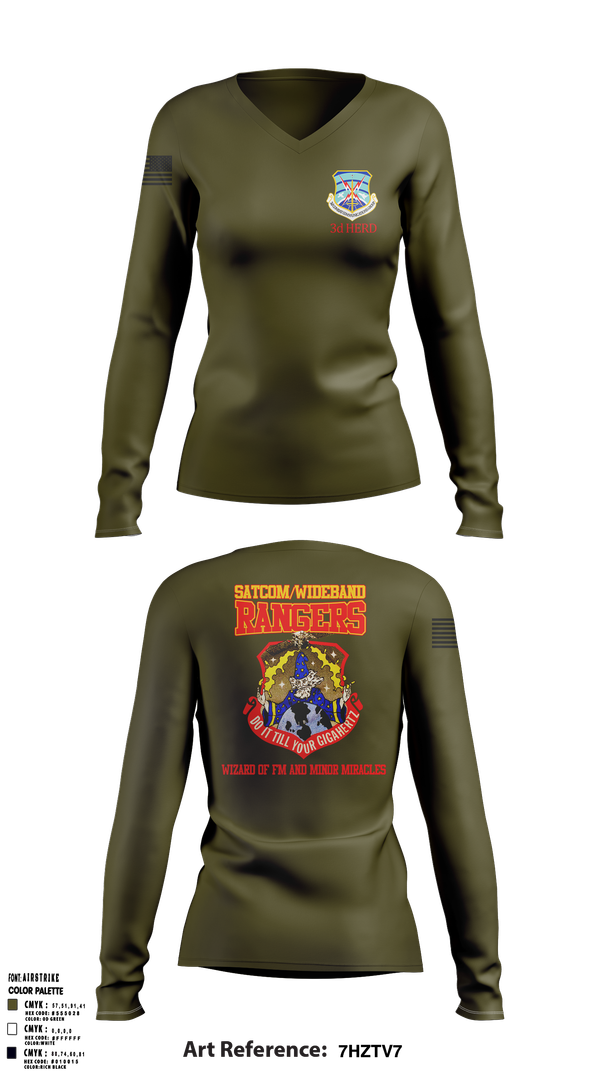 Womens Long Sleeve Vneck Shirt, 3d Combat Communications Group, , Teamtime, Team time, sublimation, custom sports apparel, team uniforms, spirit wear, spiritwear, sports uniforms, custom shirts, team store, custom team store, fundraiser sports, apparel fundraiser