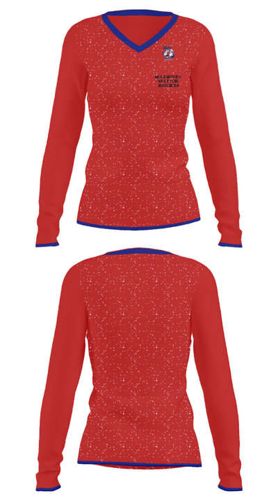 Michigan Youth Wrestling Association 93855375 Women's Long Sleeve V-neck Shirt - 34