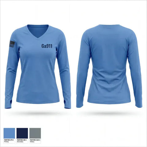 Womens Long Sleeve Vneck Shirt, Ga-911, Air Force, Teamtime, Team time, sublimation, custom sports apparel, team uniforms, spirit wear, spiritwear, sports uniforms, custom shirts, team store, custom team store, fundraiser sports, apparel fundraiser