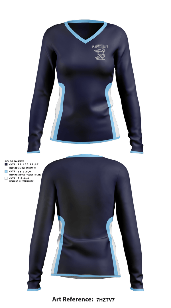 Womens Long Sleeve Vneck Shirt, Crusaders, Women's Basketball, Teamtime, Team time, sublimation, custom sports apparel, team uniforms, spirit wear, spiritwear, sports uniforms, custom shirts, team store, custom team store, fundraiser sports, apparel fundraiser