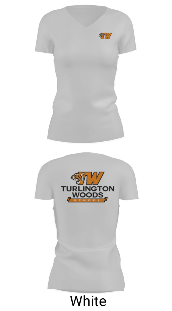 Women's Short Sleeve Vneck Shirt, Turlington Woods Alternative School, Spirit Store, Teamtime, Team time, sublimation, custom sports apparel, team uniforms, spirit wear, spiritwear, sports uniforms, custom shirts, team store, custom team store, fundraiser sports, apparel fundraiser