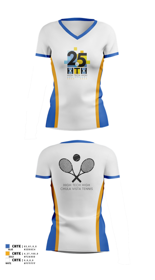 Womens Short Sleeve Vneck Shirt, High Tech High - Chula Vista Tennis, Tennis, Teamtime, Team time, sublimation, custom sports apparel, team uniforms, spirit wear, spiritwear, sports uniforms, custom shirts, team store, custom team store, fundraiser sports, apparel fundraiser