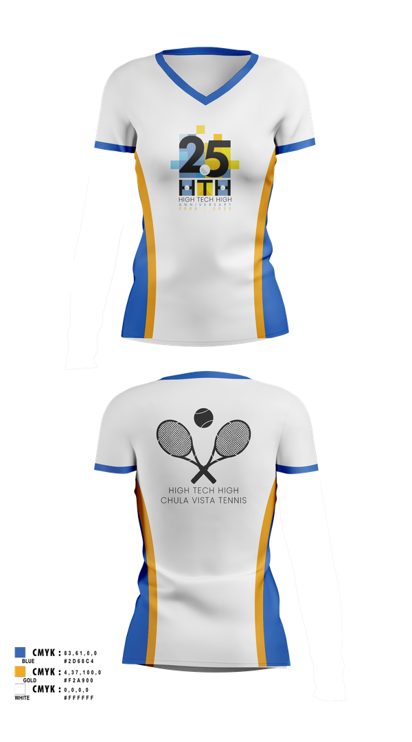 Womens Short Sleeve Vneck Shirt, High Tech High - Chula Vista Tennis, Tennis, Teamtime, Team time, sublimation, custom sports apparel, team uniforms, spirit wear, spiritwear, sports uniforms, custom shirts, team store, custom team store, fundraiser sports, apparel fundraiser