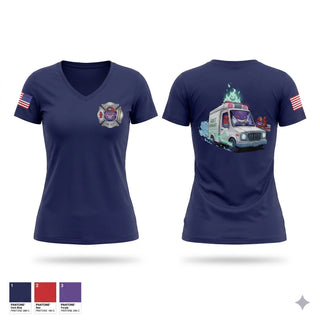 Womens Short Sleeve Vneck Shirt, Chicago Fire Department, Fire Department, Teamtime, Team time, sublimation, custom sports apparel, team uniforms, spirit wear, spiritwear, sports uniforms, custom shirts, team store, custom team store, fundraiser sports, apparel fundraiser