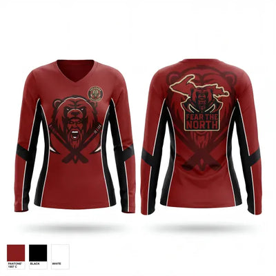 Escanaba Berserkers 87933530 Women's Long Sleeve V-neck Shirt - 2