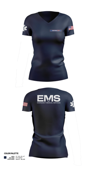 Womens Short Sleeve Vneck Shirt, Central EMS, EMS/EMT, Teamtime, Team time, sublimation, custom sports apparel, team uniforms, spirit wear, spiritwear, sports uniforms, custom shirts, team store, custom team store, fundraiser sports, apparel fundraiser