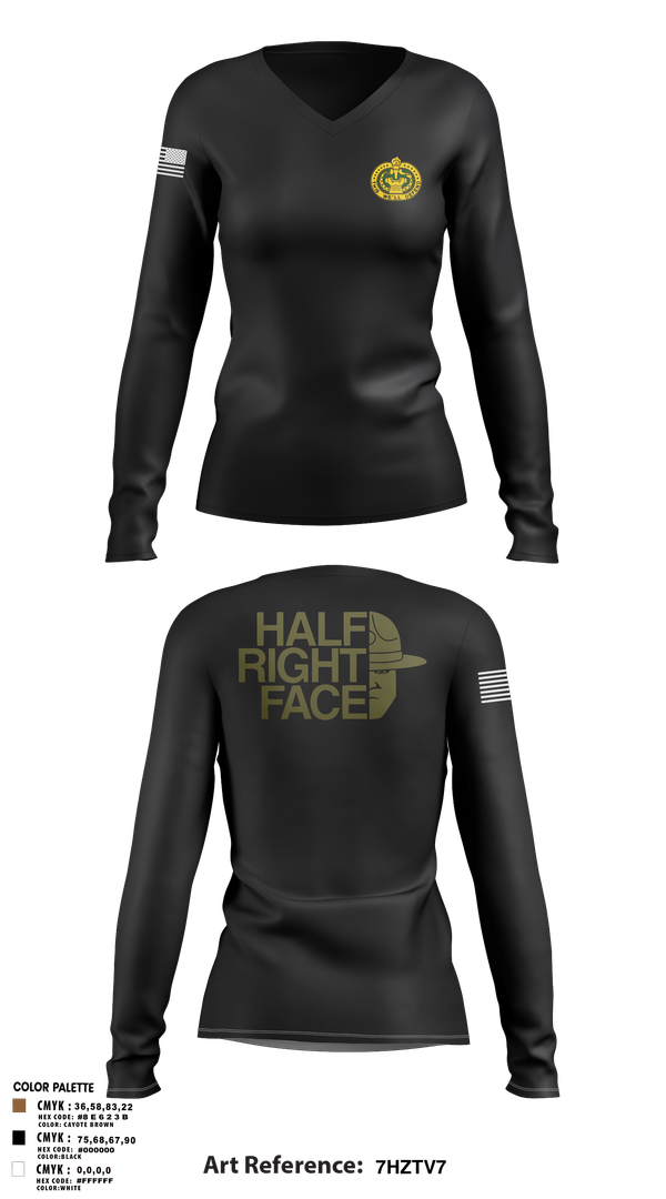 Womens Long Sleeve Vneck Shirt, C Co 2/397th, Army, Teamtime, Team time, sublimation, custom sports apparel, team uniforms, spirit wear, spiritwear, sports uniforms, custom shirts, team store, custom team store, fundraiser sports, apparel fundraiser