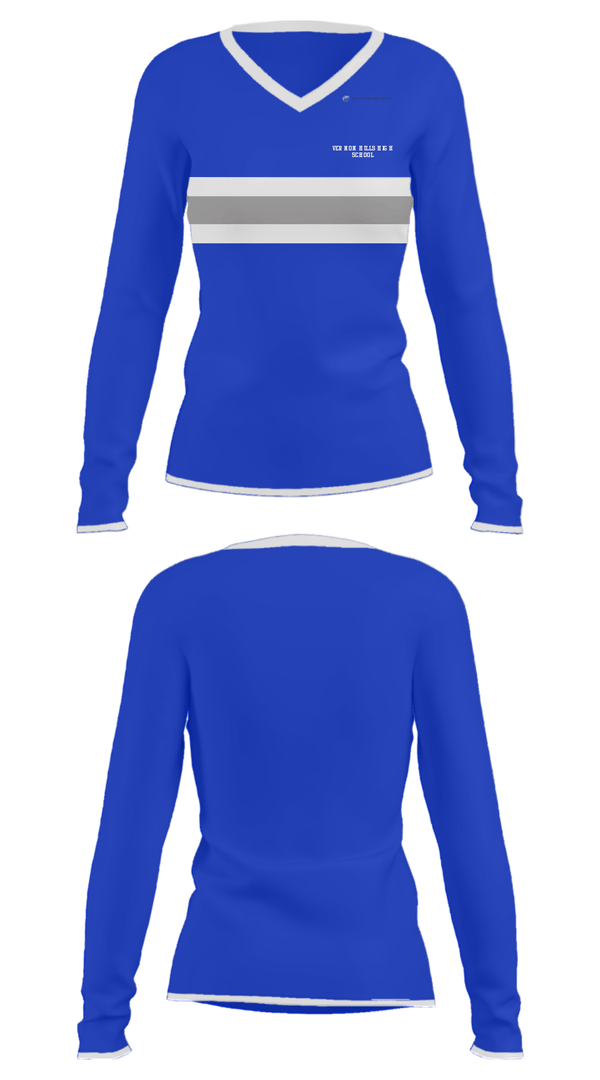 Women's Long Sleeve Vneck Shirt, Vernon Hills High School, Spirit Store, Teamtime, Team time, sublimation, custom sports apparel, team uniforms, spirit wear, spiritwear, sports uniforms, custom shirts, team store, custom team store, fundraiser sports, apparel fundraiser