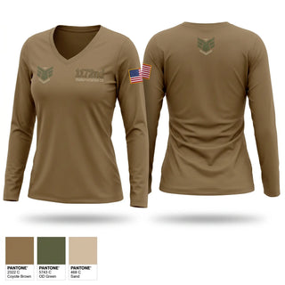 Womens Long Sleeve Vneck Shirt, 1172nd transportation CO., National Guard, Teamtime, Team time, sublimation, custom sports apparel, team uniforms, spirit wear, spiritwear, sports uniforms, custom shirts, team store, custom team store, fundraiser sports, apparel fundraiser