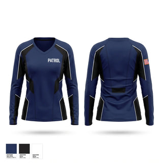 Womens Long Sleeve Vneck Shirt, Patrol, Police, Teamtime, Team time, sublimation, custom sports apparel, team uniforms, spirit wear, spiritwear, sports uniforms, custom shirts, team store, custom team store, fundraiser sports, apparel fundraiser