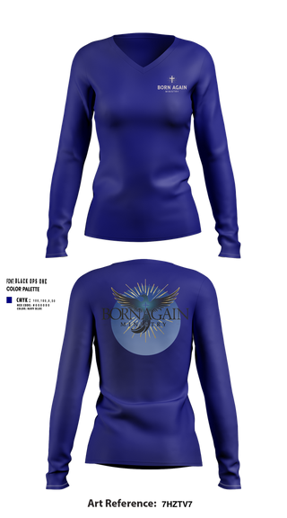 Womens Long Sleeve Vneck Shirt, Born Again Ministry, , Teamtime, Team time, sublimation, custom sports apparel, team uniforms, spirit wear, spiritwear, sports uniforms, custom shirts, team store, custom team store, fundraiser sports, apparel fundraiser