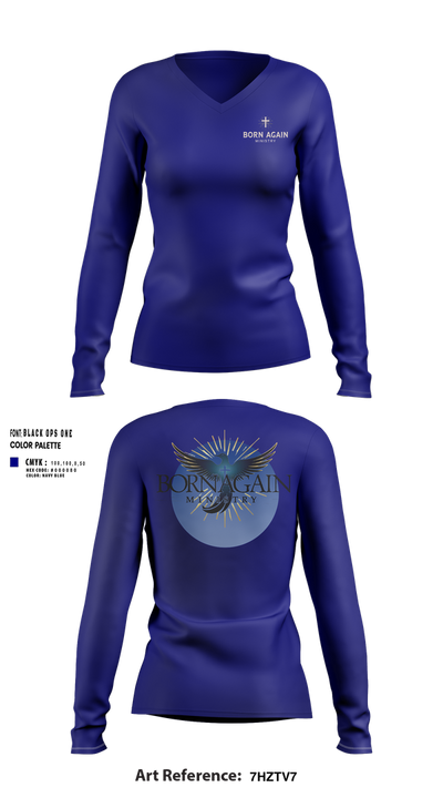 Born Again Ministry 75354236 Women's Long Sleeve V-neck Shirt - 23