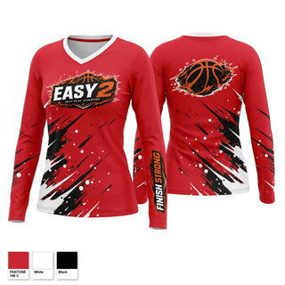 Womens Long Sleeve Vneck Shirt, Rebels, Men's Basketball, Teamtime, Team time, sublimation, custom sports apparel, team uniforms, spirit wear, spiritwear, sports uniforms, custom shirts, team store, custom team store, fundraiser sports, apparel fundraiser