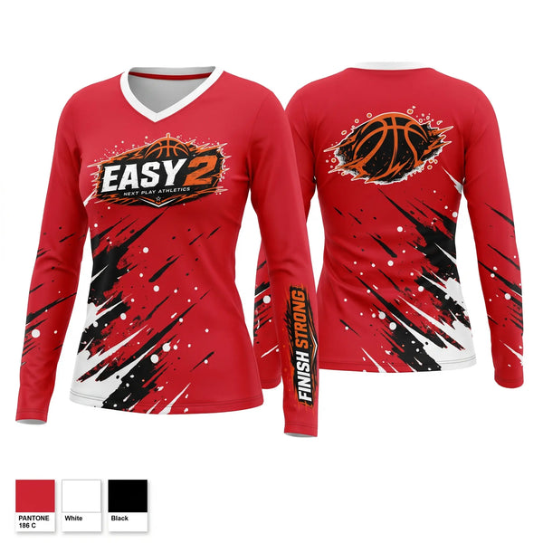 Womens Long Sleeve Vneck Shirt, Rebels, Men's Basketball, Teamtime, Team time, sublimation, custom sports apparel, team uniforms, spirit wear, spiritwear, sports uniforms, custom shirts, team store, custom team store, fundraiser sports, apparel fundraiser