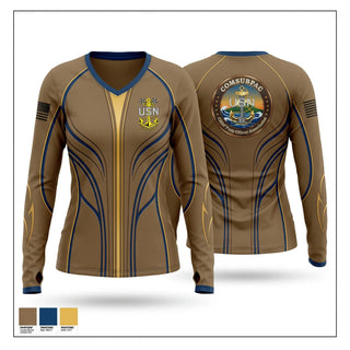 Womens Long Sleeve Vneck Shirt, COMSUBPAC CPOA, Navy, Teamtime, Team time, sublimation, custom sports apparel, team uniforms, spirit wear, spiritwear, sports uniforms, custom shirts, team store, custom team store, fundraiser sports, apparel fundraiser