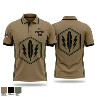 Short Sleeve Performance Polo, 8th PSYOP BN, Army, Teamtime, Team time, sublimation, custom sports apparel, team uniforms, spirit wear, spiritwear, sports uniforms, custom shirts, team store, custom team store, fundraiser sports, apparel fundraiser