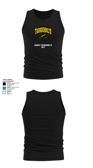 Tank Top, Andrew Thunderbolts Golf, Golf, Teamtime, Team time, sublimation, custom sports apparel, team uniforms, spirit wear, spiritwear, sports uniforms, custom shirts, team store, custom team store, fundraiser sports, apparel fundraiser