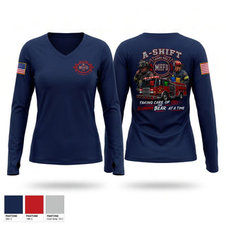 Womens Long Sleeve Vneck Shirt, Mars Hill, Fire Department, Teamtime, Team time, sublimation, custom sports apparel, team uniforms, spirit wear, spiritwear, sports uniforms, custom shirts, team store, custom team store, fundraiser sports, apparel fundraiser