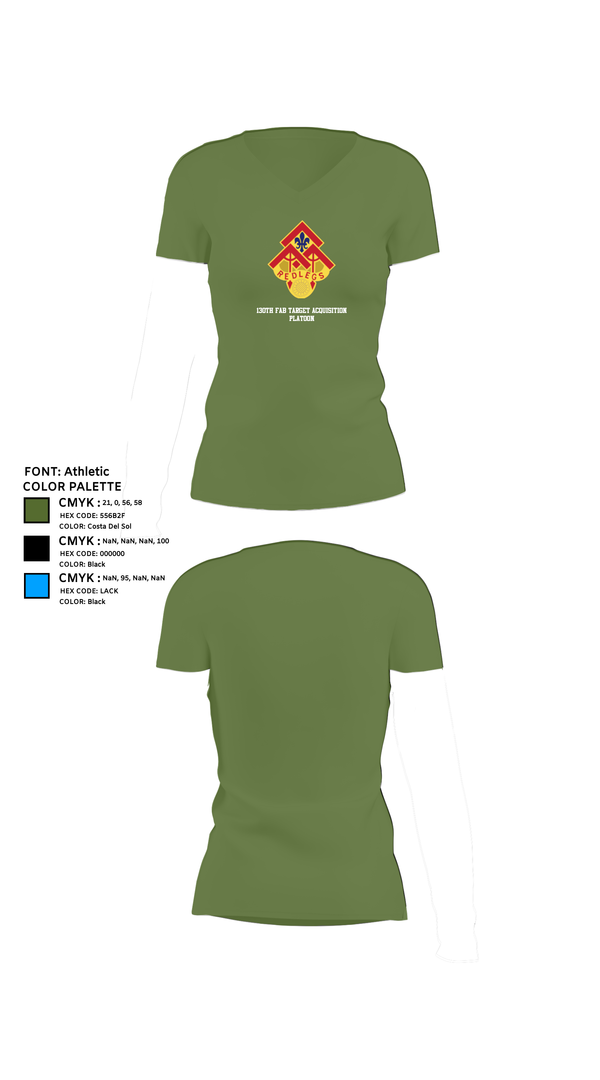 Womens Short Sleeve Vneck Shirt, 130th FAB Target Acquisition Platoon, , Teamtime, Team time, sublimation, custom sports apparel, team uniforms, spirit wear, spiritwear, sports uniforms, custom shirts, team store, custom team store, fundraiser sports, apparel fundraiser