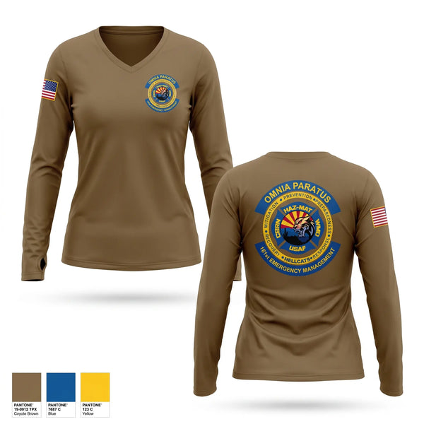 Womens Long Sleeve Vneck Shirt, 161st CBRN-HazMat-WMD, Air Force, Teamtime, Team time, sublimation, custom sports apparel, team uniforms, spirit wear, spiritwear, sports uniforms, custom shirts, team store, custom team store, fundraiser sports, apparel fundraiser