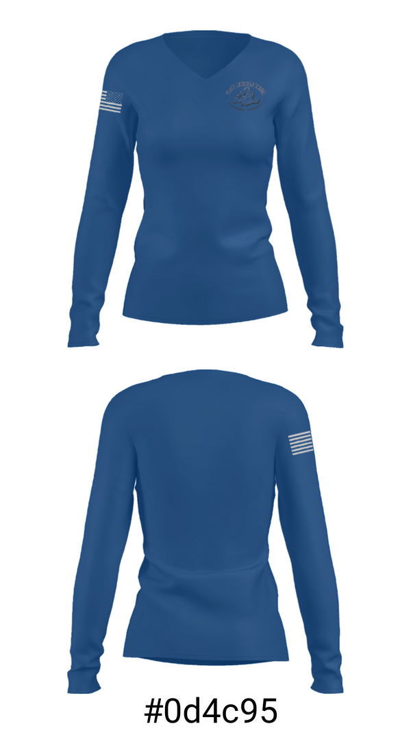 Women's Long Sleeve Vneck Shirt, Peace Lutheran School, Spirit Store, Teamtime, Team time, sublimation, custom sports apparel, team uniforms, spirit wear, spiritwear, sports uniforms, custom shirts, team store, custom team store, fundraiser sports, apparel fundraiser