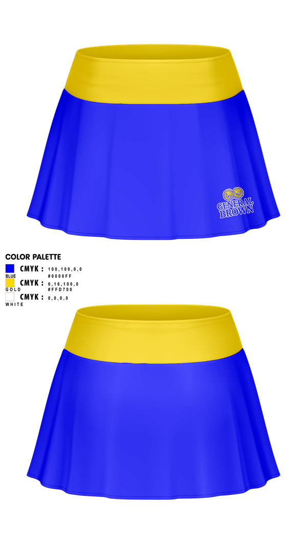Skort, General Brown, Cheer, Teamtime, Team time, sublimation, custom sports apparel, team uniforms, spirit wear, spiritwear, sports uniforms, custom shirts, team store, custom team store, fundraiser sports, apparel fundraiser