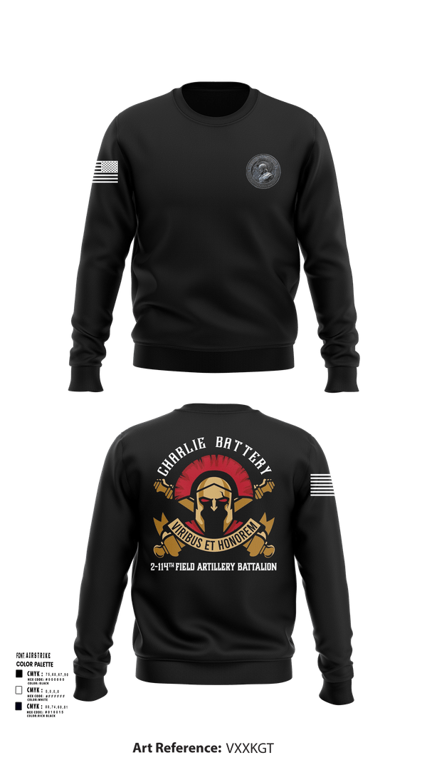 Crew Neck Sweatshirt, Charlie Battery 2-114th FA, , Teamtime, Team time, sublimation, custom sports apparel, team uniforms, spirit wear, spiritwear, sports uniforms, custom shirts, team store, custom team store, fundraiser sports, apparel fundraiser