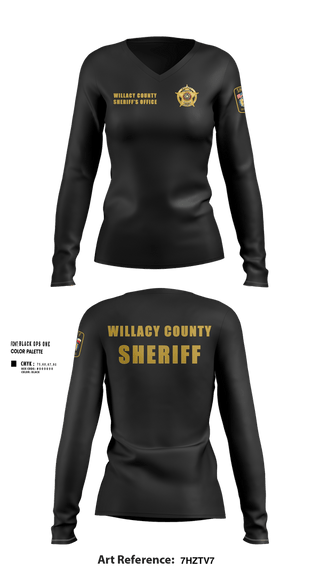 Womens Long Sleeve Vneck Shirt, Willacy County Sheriff's Office, Police, Teamtime, Team time, sublimation, custom sports apparel, team uniforms, spirit wear, spiritwear, sports uniforms, custom shirts, team store, custom team store, fundraiser sports, apparel fundraiser