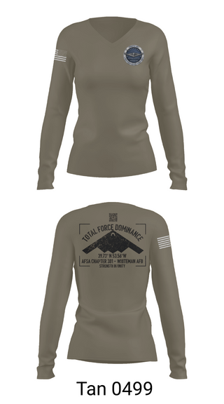 Womens Long Sleeve Vneck Shirt, AFSA CHAPTER 881, Air Force, Teamtime, Team time, sublimation, custom sports apparel, team uniforms, spirit wear, spiritwear, sports uniforms, custom shirts, team store, custom team store, fundraiser sports, apparel fundraiser