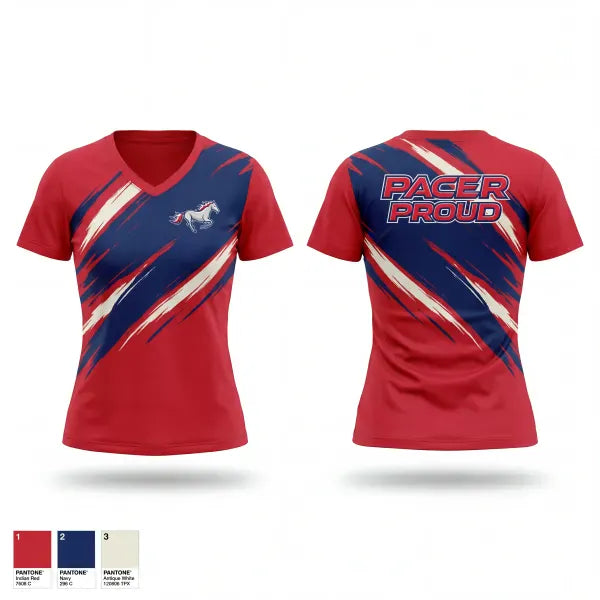 Womens Short Sleeve Vneck Shirt, Plaza Park, Track & Field, Teamtime, Team time, sublimation, custom sports apparel, team uniforms, spirit wear, spiritwear, sports uniforms, custom shirts, team store, custom team store, fundraiser sports, apparel fundraiser