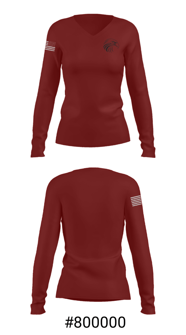 Women's Long Sleeve Vneck Shirt, Patriot Preparatory Academy High School Basketball, Men's Basketball, Teamtime, Team time, sublimation, custom sports apparel, team uniforms, spirit wear, spiritwear, sports uniforms, custom shirts, team store, custom team store, fundraiser sports, apparel fundraiser