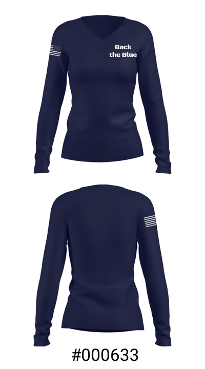 Back the Blue 55967322 Women's Long Sleeve V-neck Shirt - 7