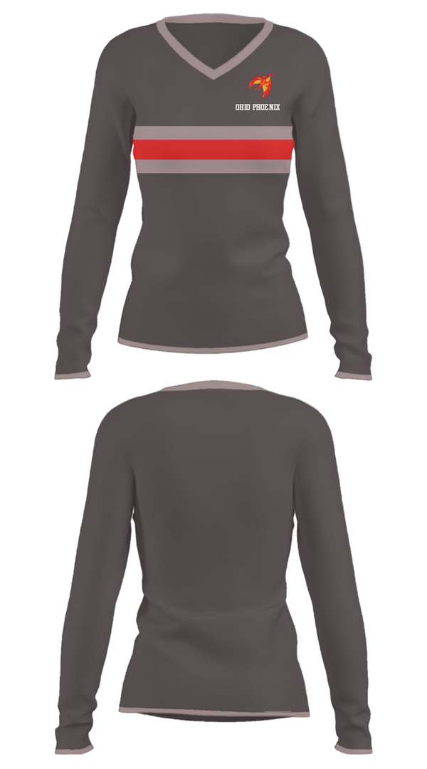 Women's Long Sleeve Vneck Shirt, Ohio Phoenix, Women's Basketball, Teamtime, Team time, sublimation, custom sports apparel, team uniforms, spirit wear, spiritwear, sports uniforms, custom shirts, team store, custom team store, fundraiser sports, apparel fundraiser