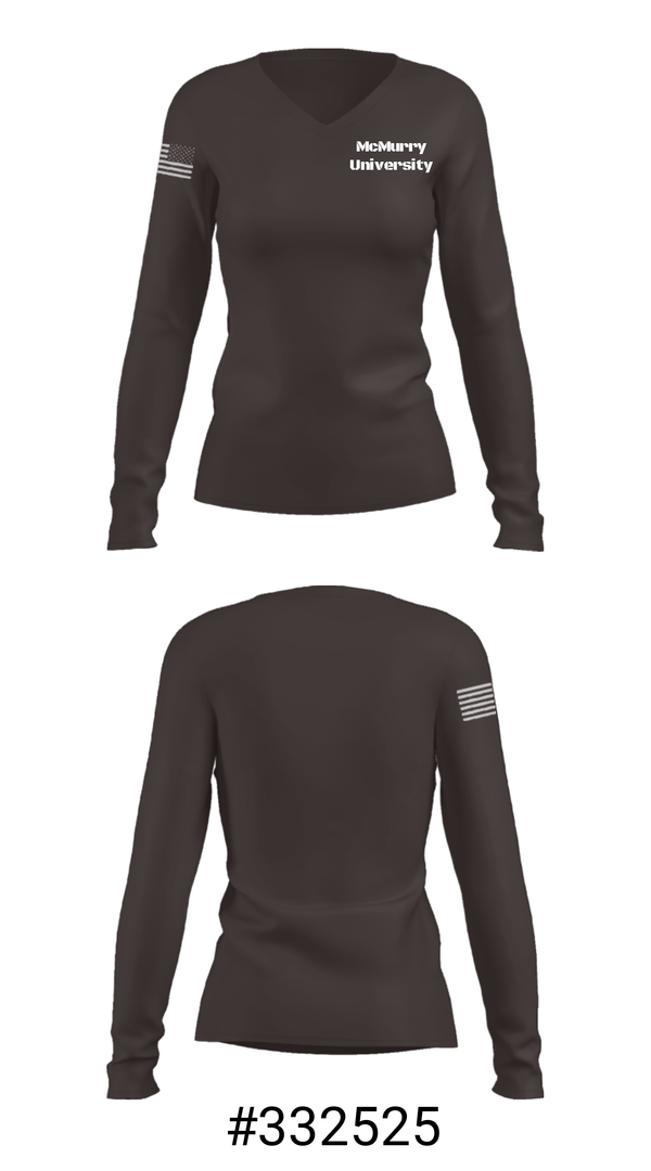 Women's Long Sleeve Vneck Shirt, McMurry University, E-Sports, Teamtime, Team time, sublimation, custom sports apparel, team uniforms, spirit wear, spiritwear, sports uniforms, custom shirts, team store, custom team store, fundraiser sports, apparel fundraiser