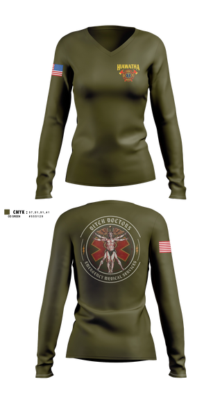 Womens Long Sleeve Vneck Shirt, A27/284, EMS/EMT, Teamtime, Team time, sublimation, custom sports apparel, team uniforms, spirit wear, spiritwear, sports uniforms, custom shirts, team store, custom team store, fundraiser sports, apparel fundraiser