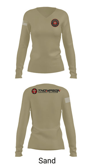 Womens Long Sleeve Vneck Shirt, Thompson EMS, , Teamtime, Team time, sublimation, custom sports apparel, team uniforms, spirit wear, spiritwear, sports uniforms, custom shirts, team store, custom team store, fundraiser sports, apparel fundraiser