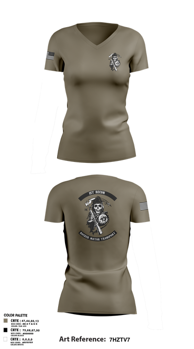 1st Recon 45718444 Women's Short Sleeve V-neck Shirt - 1
