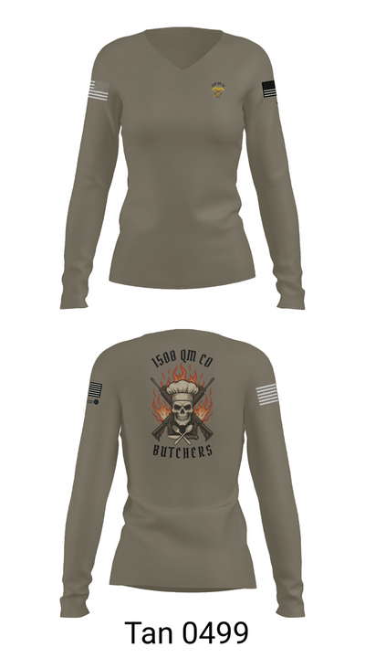 1500 QM Co 49393659 Women's Long Sleeve V-neck Shirt - 77
