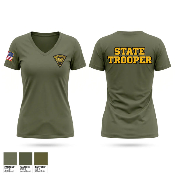 Womens Short Sleeve Vneck Shirt, WEST VIRGINIA STATE POLICE, Police, Teamtime, Team time, sublimation, custom sports apparel, team uniforms, spirit wear, spiritwear, sports uniforms, custom shirts, team store, custom team store, fundraiser sports, apparel fundraiser