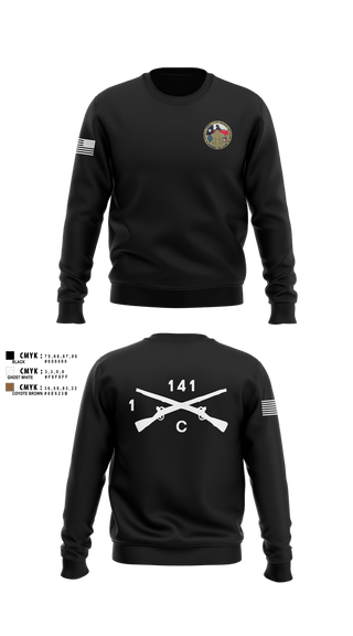 Crew Neck Sweatshirt, C Co 1-141 IN, Army, Teamtime, Team time, sublimation, custom sports apparel, team uniforms, spirit wear, spiritwear, sports uniforms, custom shirts, team store, custom team store, fundraiser sports, apparel fundraiser